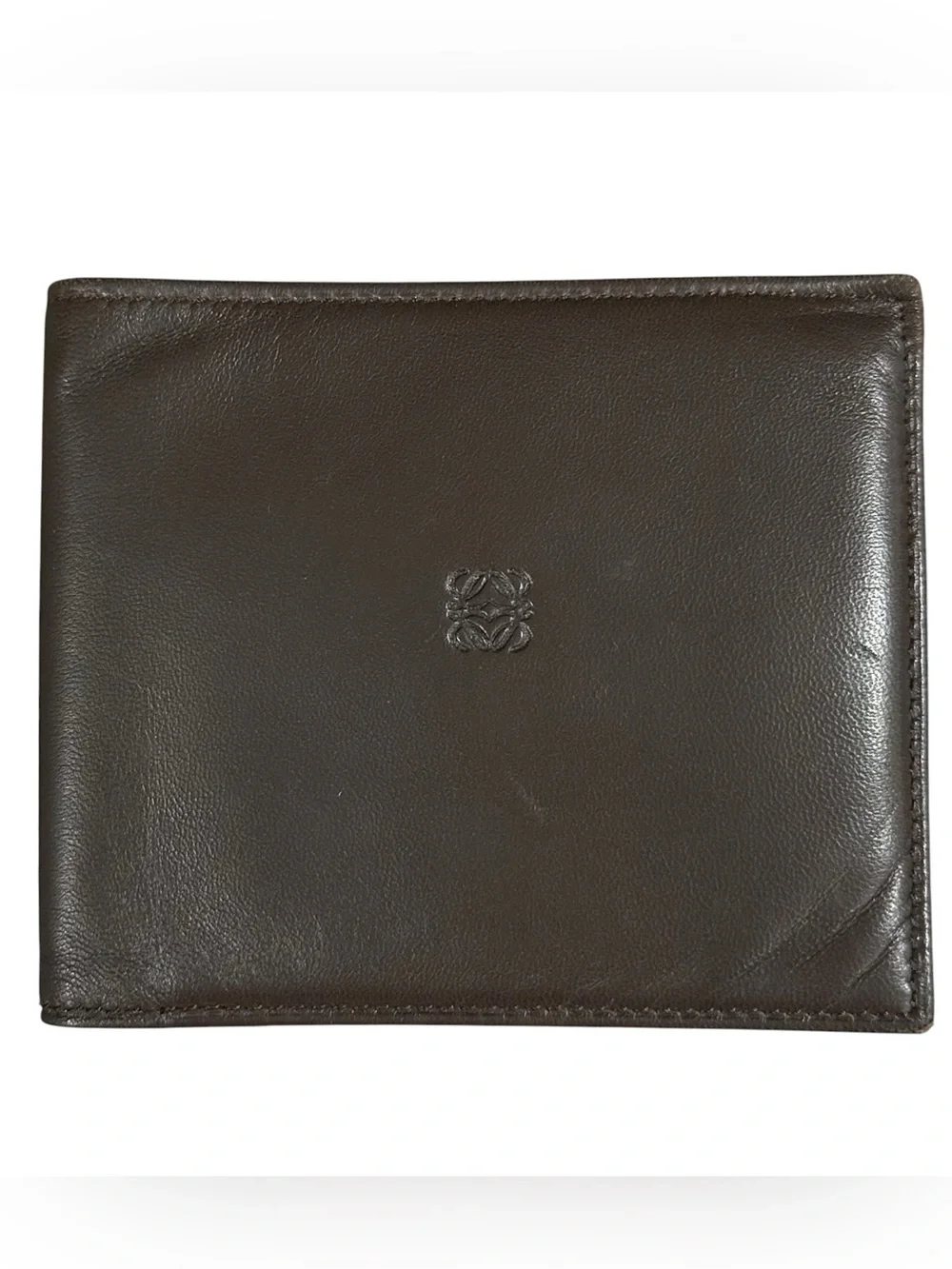 Loewe Brown Leather Embossed Men’s Bifold Wallet with Box and Cards